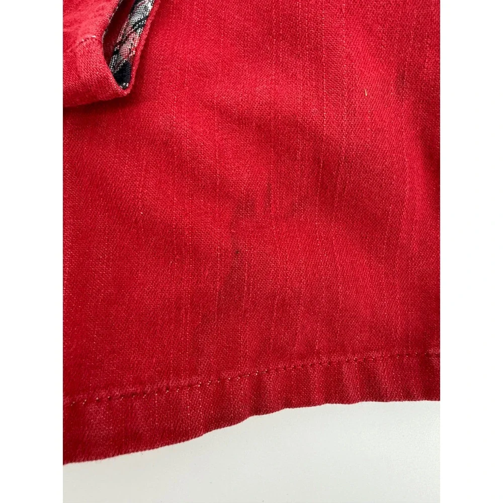 Tommy Hilfiger Pleated Jumper Dress Size 5 Cotton Red Preppy Plaid Lined Y2K